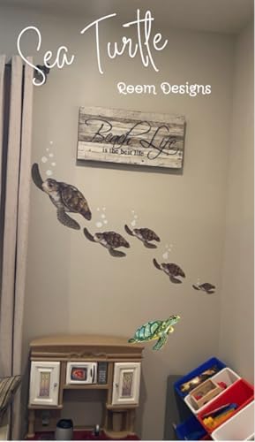 Sea Turtle Family Ocean Wall Decals, Dolphin Fish, Undersea Decor Stickers for Beach Kids Room Sea Wall Stickers, Boys Girls Toddler Baby Nursery Bedroom, Playroom, Bathroom (Sea Turtle Family) - Image 5