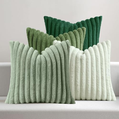 MIULEE Faux Fur Plush Decorative Throw Pillow Covers 20x20, Green by MIULEE