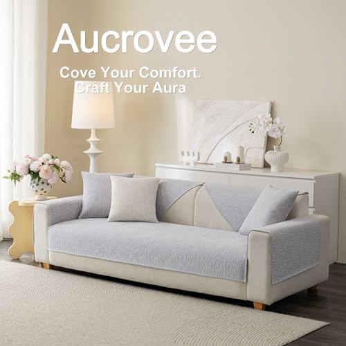 Soft Waterproof Chenille Cover Washable, Non Slip Sectional Sofa Covers for 3 Cushion Couch Sofa L Sharped Sofa Slipcover for Pets, Furniture Protector (1 PCS 36"x94" Light Grey) - Image 3