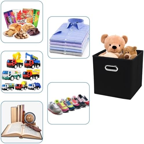 Fabric Cubby Storage Bins,13x13x13 Inches ,Cube Organizer Bin Foldable Storage Boxes with Dual Handles Fabric Organizer Box and collapsible Storage basket,Set of 8,Black - Image 3