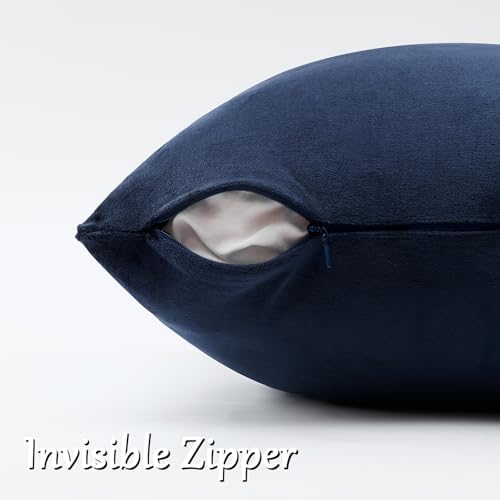 GIGIZAZA Navy Velvet Pillow Covers 16x16 Decorative Pillows Pack of 2 - Image 4
