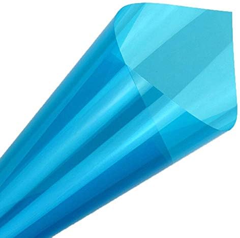 Transparent Decorative Window Film Anti UV Colorful Adhesive Vinyl Heat Insulation Solar Window Tinting Sheets Glass Film for Christmas Home Decoration, 17.7Inch x 16.5Feet, Blue - Image 3