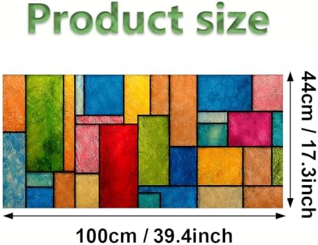 Window Privacy Film 39.37 x 17.3 in Color Block Stained Glass Cling - Image 3