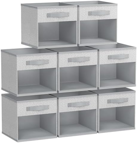 DIMJ Collapsible Storage Cubes, 8 Packs Cube Storage Bins with Window, Fabric Storage Baskets for Shelves, Closet Storage Boxes for Clothes, Toys, Books, 11 Inches Sundries Blended by DiMJ