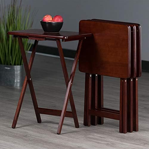 Winsome Alex Set of 4 Foldable Snack Tables, Walnut, 26" - Image 2