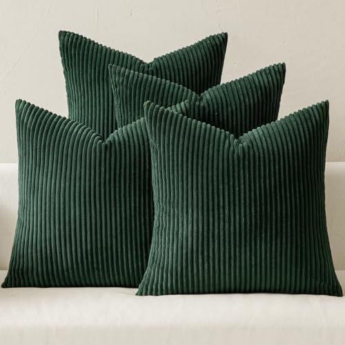 MIULEE Soft Corduroy Decorative Throw Pillow Covers Army Green 18x18 by MIULEE