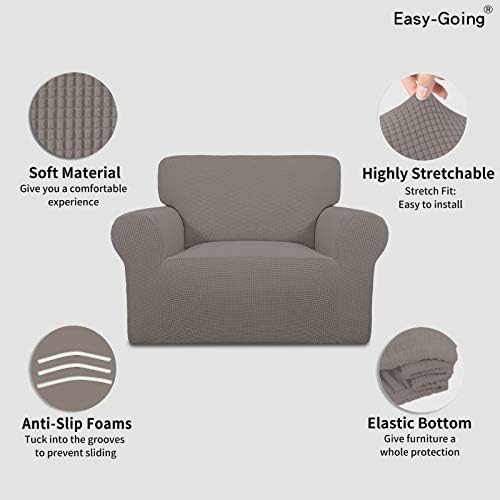 Easy-Going Stretch Oversized Chair Slipcover with Arm Washable Taupe - Image 3