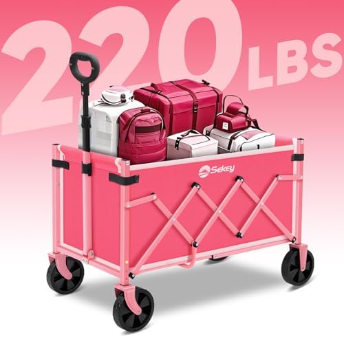 Sekey Lightweight Collapsible Wagon, 220 lb Capacity, Quick-Fold Cart - Image 3