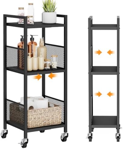 3-Tier Expandable Storage Shelving Unit,Slim Storage Cart,Metal by Cerlyunzan