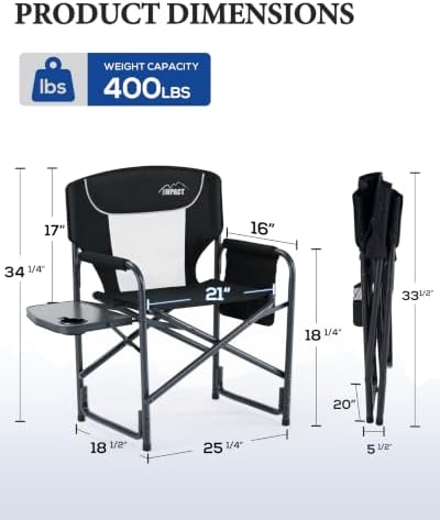 Heavy Duty Oversized Camping Folding Chair, Support 400lbs - Image 3