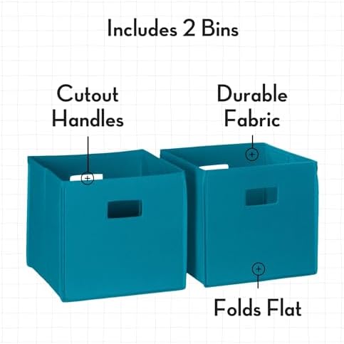 RiverRidge Folding Storage Bins - 2-pack of 10in Tall Turquoise Cubes - Image 4