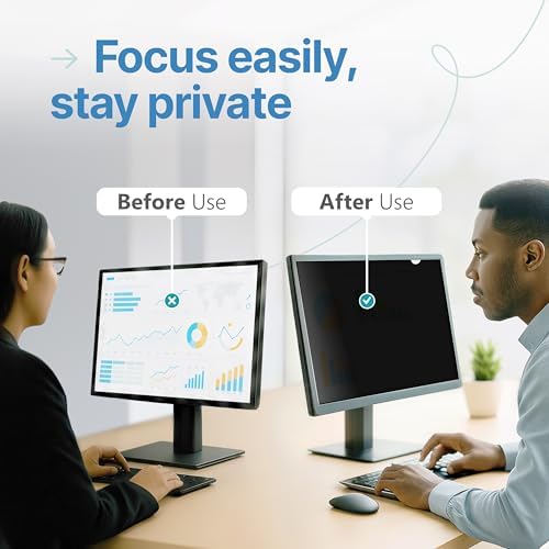VINTEZ [2 Pack] 22 Inch 16:9 Privacy Screen for Computer Monitor and Laptop - Anti Glare Protector Film Blue Light Filter Eye Protection - Computer Screen Privacy Shield - Image 3