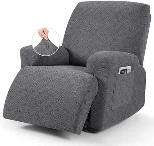 VANSOFY Stretch Recliner Chair Cover, Slipcover, Dark Gray, 1 Seater by VANSOFYFURNITURECOVERS