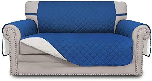 Easy-Going Reversible Couch Cover, 2 Cushion Sofa, Loveseat, Blue/Ivory by Easy-Going