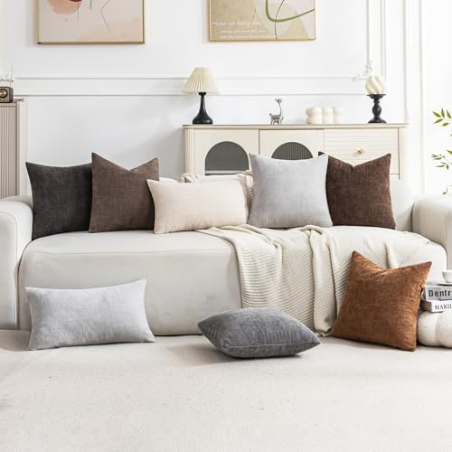 Set of 4 Soft Textured Decorative Throw Pillow Covers 16x16 Inch Cozy Farmhouse Cushion Cover Square Accent Pillow Cases for Bed Couch Sofa Living Room, Neutral - Image 3