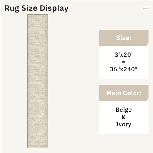 Soalmost Washable 3x20 Hallway Runner Rug Non-Slip Kitchen Entry Rugs Beige - Image 5
