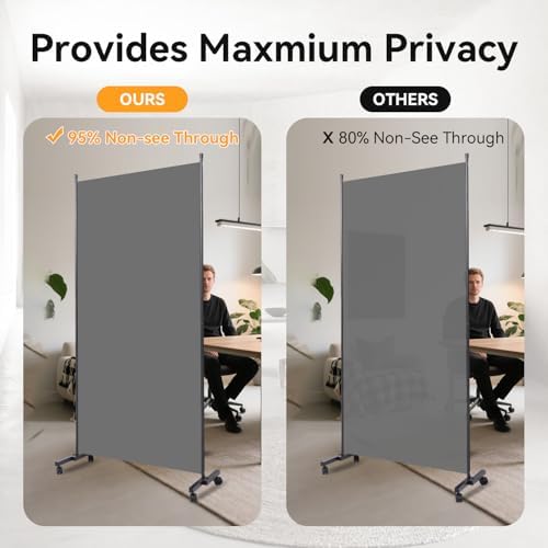 Folding Room Divider W/Wheels,Heavy Duty Base Privacy Screen Separator - Image 3