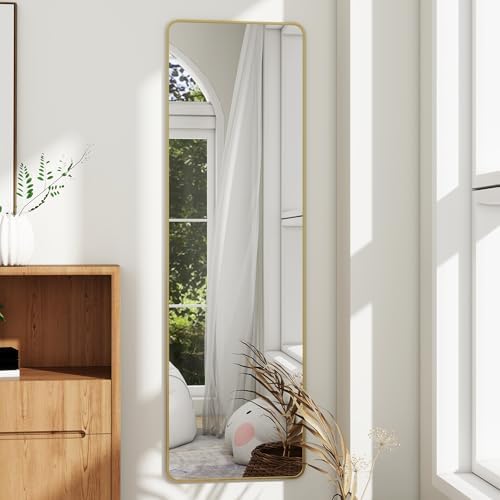 48"x 14" Full Length Door Mirror, Over the Door Mirror, Gold - Image 2