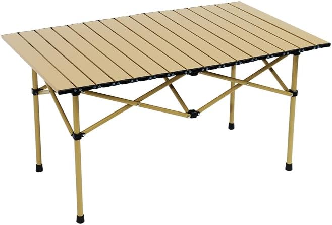 Wind Tour Portable Camping Table Folding Side Table Aluminum Lightweight Table with Carry Bag for Outdoor Cooking Hiking Picnics BBQ Travel (37.4 * 22.4 * 19.7Inches,Khaki) by Wind+Tour