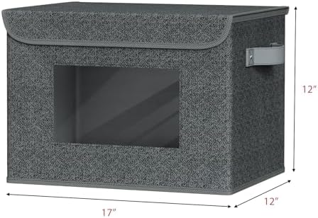 Univivi Fabric Foldable Storage Boxes with Lids, 4 Pack, Black - Image 2