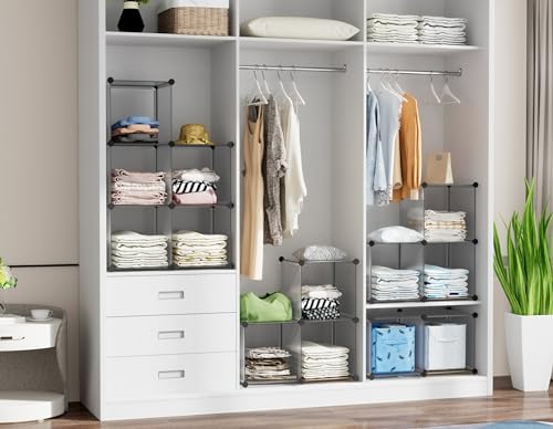 HOMIDEC 6 Light Grey Cube Storage Organizer, Modular Storage Shelf with Hammer, Cube Storage Bin Cabinet Closet Bookshelf for Living Room, Bedroom, Office, Each Cubes Size 11.8 x 11.8 inch - Image 4