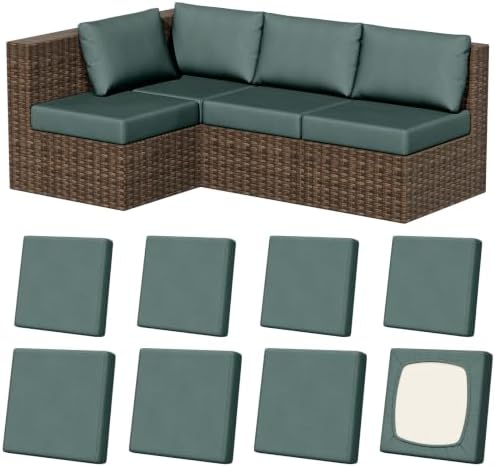 8Pcs Outdoor Cushion Covers, Stretch Patio Furniture Couch Chair Slipcovers by VORSHAPE
