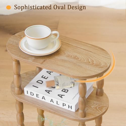 MaxSmeo Narrow Side Table, Small End Table with 3-Tier Open Shelf - Image 5