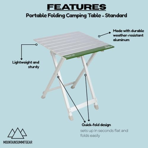 MOUNTAIN SUMMIT GEAR Portable Folding Camping Table 4 Sizes - Micro, Small, Standard & Large | Lightweight Aluminum Outdoor Camp Table for Camping, Picnic, Beach, Kitchen (Standard Table) - Image 3