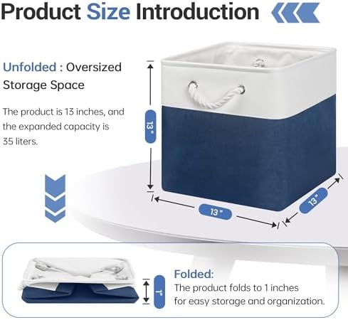 ECDYQXVU 13x13x13 Inch Storage Cube Bins Foldable Organizer Baskets 6 Pack - Image 4