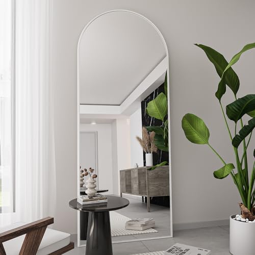 65''x22'' Arched Full Length Mirror with Stand, Full Body Mirror Full Length Floor Freestanding, Wall Mounted Mirrors for Bedroom Living Room Cloakroom (White) by TinyTimes
