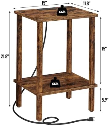 TUTOTAK End Table with Charging Station, Side Table, Nightstand - Image 3