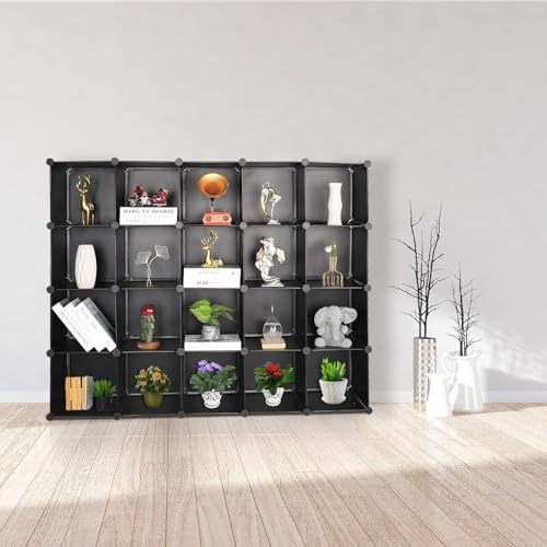 Cube Storage Organizer, DIY Plastic Closet Cabinet Modular Bookcase, Storage Shelves for Bedroom Living Room, Office（20-Cube，Plastic） - Image 2