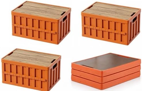 VIMI 50L Collapsible Storage Bins with Lids Stackable Utility Crates with Handles Plastic Large Folding Containers for Organizing Tools,Books,Food,Drinks,Camping&Transport(Muted Red-3 Packs) by VIMI