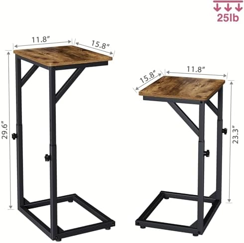 5-Level Adjustable C-Shaped End Table, Small Side Table for Couch, Sofa TV Tray Table for Living Room, Bedroom, Bedside ET-ZA-BRW1 - Image 2