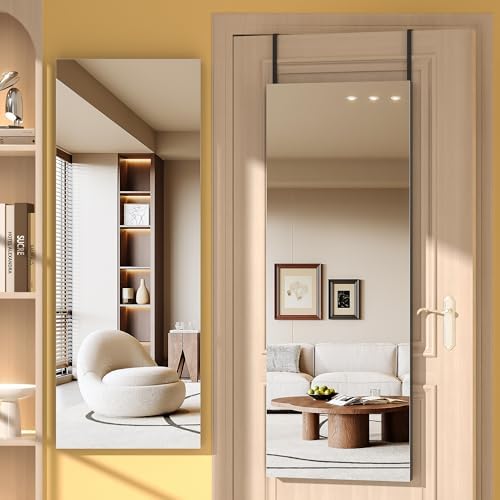 Hasipu Door Mirror Full Length, 47"x 15.8" Full Body Over The Door Hanging Wall Mounted Mirror for Bedroom, Living Room, Cloakroom, Square Black by Whatssuitableisthebest