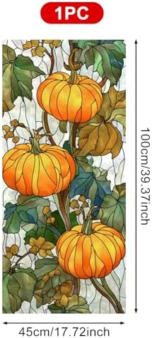 HOMETITUTE Fall Pumpkin Vine Sun Catcher Privacy Window Cling 18x39 PVC - Image 3