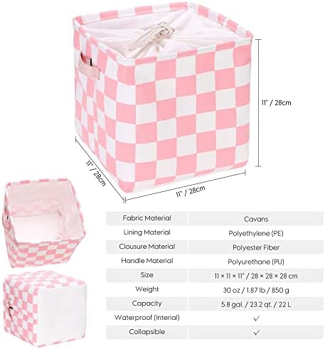 Hinwo Collapsible Canvas Storage Cubes with Handles, 11-Inch, 3-Pack - Image 6
