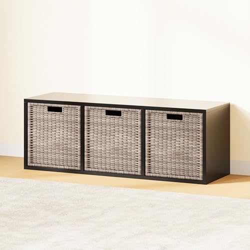 IOTXY DIY Modular Cubby Bookcase - Stackable 3-Cube Open Bookshelf, Black - Image 2