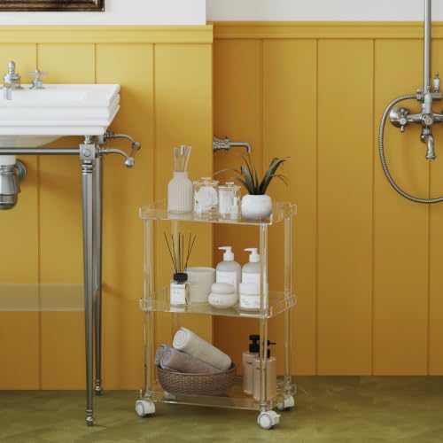 AQUIVER Acrylic 3 Tier Rolling Storage Cart - Small Utility Cart Organizer - Image 6