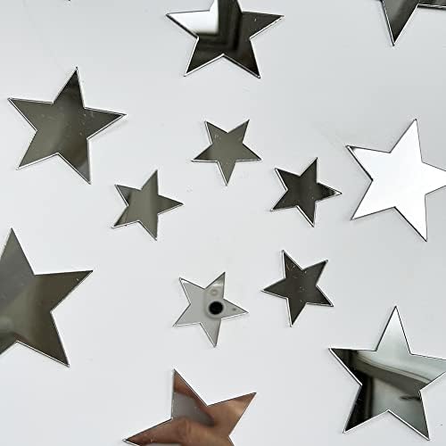 40Pcs Silver Stars Acrylic Mirror Wall Stickers with Adhesive Art Decal Satin Paper Baby Kids Bedroom Home DIY Decor Removable Stickers (Silver Stars) - Image 4