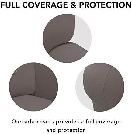 PureFit Stretch Couch Covers for Sofa 4 Seater Slipcovers Taupe - Image 3