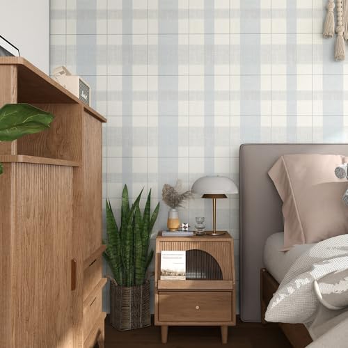 Timeet Modern Peel and Stick Wallpaper Wallpaper Blue Gray Boho Contact Paper Waterproof Self Adhesive Removable Textured Wall Paper for Bedroom Bathroom Cabinets Wall Decor Vinyl 17.3" x 200" - Image 2