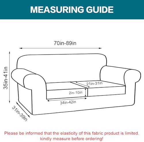 Turquoize 3 Piece Sofa Covers for 2 Cushion Couch Sofa Slipcover Soft Couch Cover for Dogs-Washable Sofa Furniture Covers with 2 Individual Cushion Covers (2 Cushion Sofa,Biscotti Beige) - Image 2