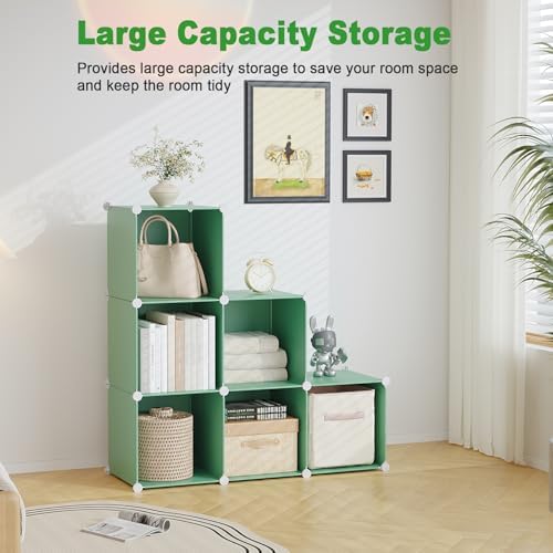 C&AHOME 6-Cube Storage Organizer Cube Shelf Closet Storage Bookcase, Green - Image 6