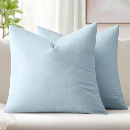 MIULEE Velvet Throw Pillow Covers 18x18 Inch Pack of 2 Light Blue by MIULEE