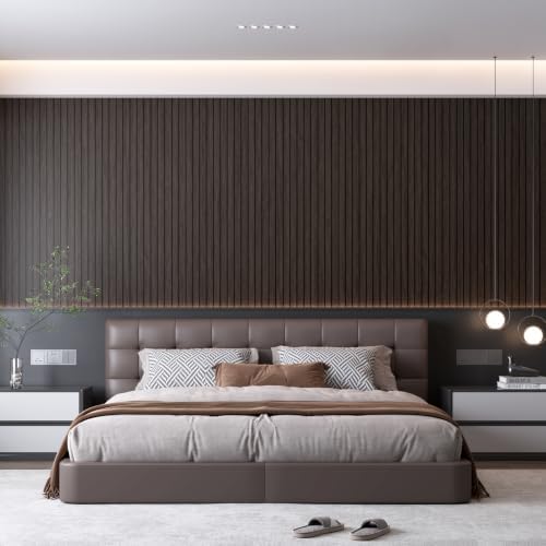 Fititem Wood Wall Panels Peel and Stick Wallpaper 3D Faux Walnut 15.7”×118” | Wood Salt Wall Panels for Accent Walls Dark Brown Self Adhesive Waterproof Wallpaper for Living Room Bedroom Removable Decor - Image 2