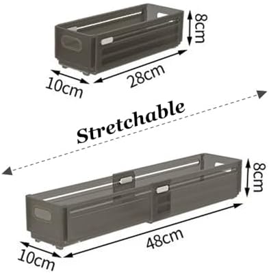 Foldable Storage Bins, 2 Pack Plastic Expandable Boxes for Organizing, Adjustable from 11-18.8" Drawer Organizers Separators Dividers for Bedroom Kitchen Utensils Tools Closet, Small Grey - Image 7