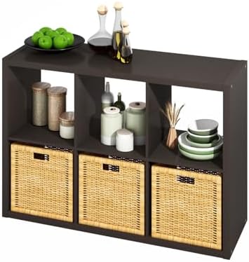Furinno HERMITE 6-Cube Kitchen Island, Extra Thick Coffee Bar, Dark Oak by Furinno-FitsYourSpaceFitsYourBudget