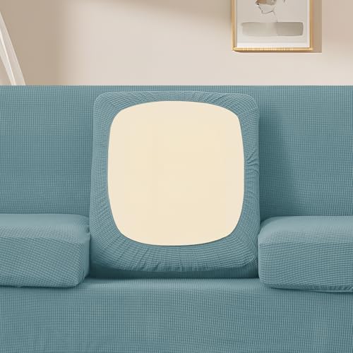 U-NICE HOME 4 Pieces Stretch Couch Cover Sofa Slipcover, Light Blue - Image 3