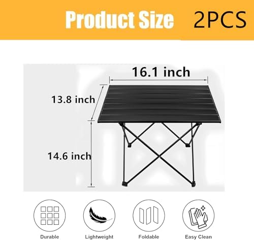 Folding Camping Table – Ultralight Aluminum Portable Table for Camping, Hiking, Backpacking, Picnic, Beach, BBQ – Compact Lightweight Collapsible Travel Side Table for Outdoor, RV, (2) - Image 3
